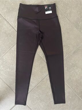Fila High-Waist Leggings in Black/deep purple with shimmer